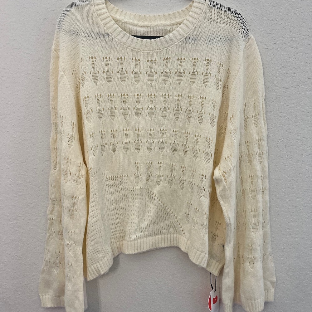 NWT Cider KNIT SWEATER HOLLOW OUT BELL SLEEVE CREAM COLOR 4XL
